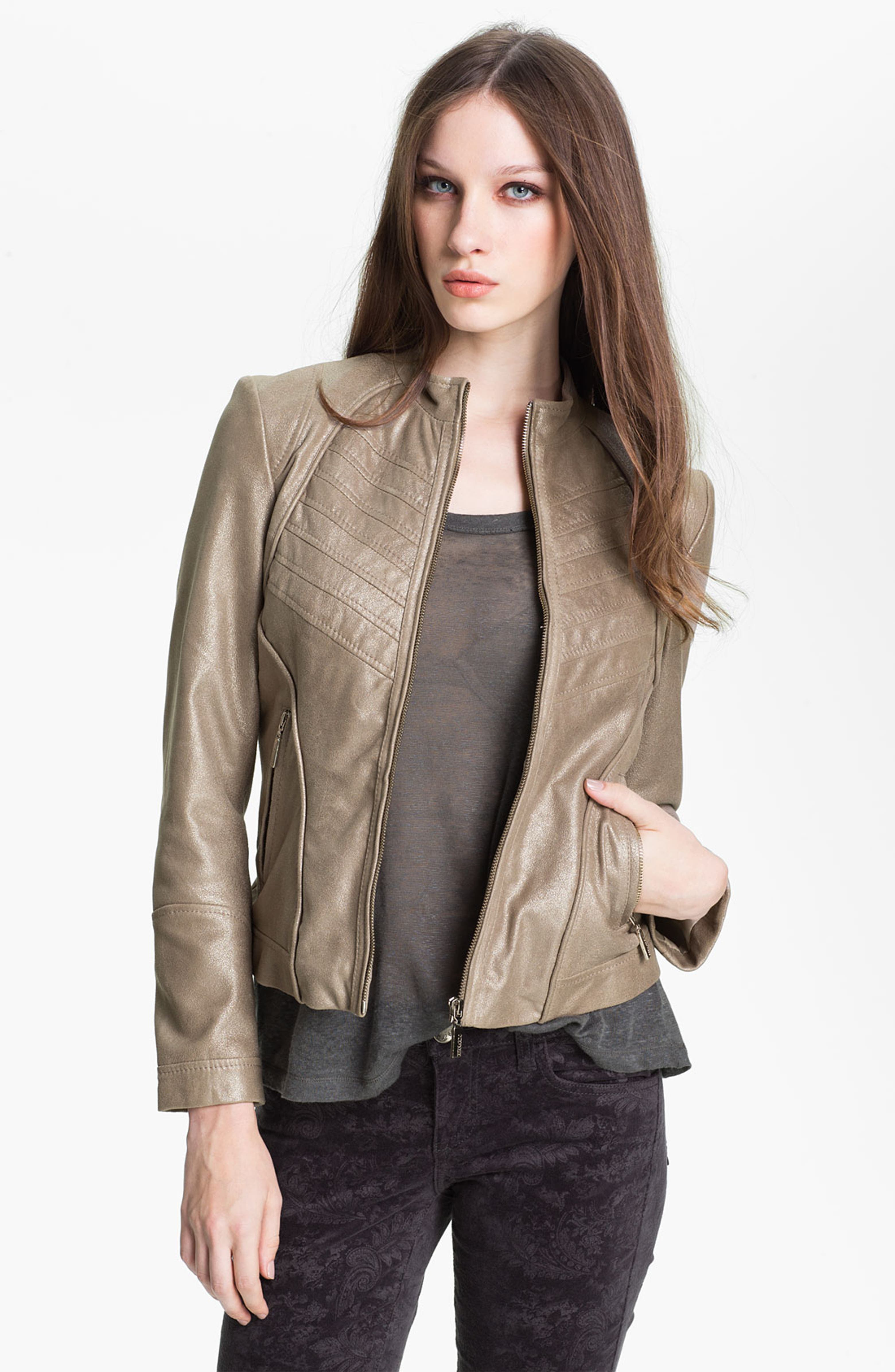 Bernardo Metallic Leather Scuba Jacket | Nordstrom