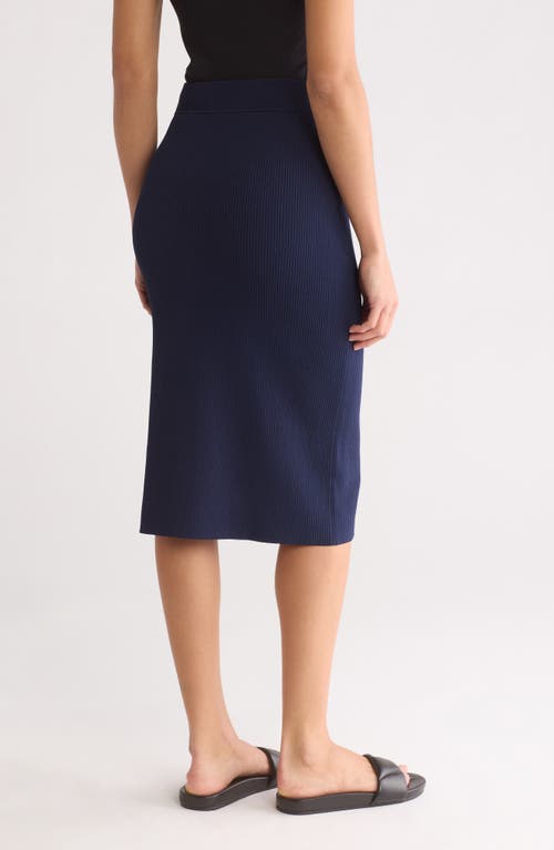 Rag & Bone Asher Side Button Rib Sweater Skirt In Navy