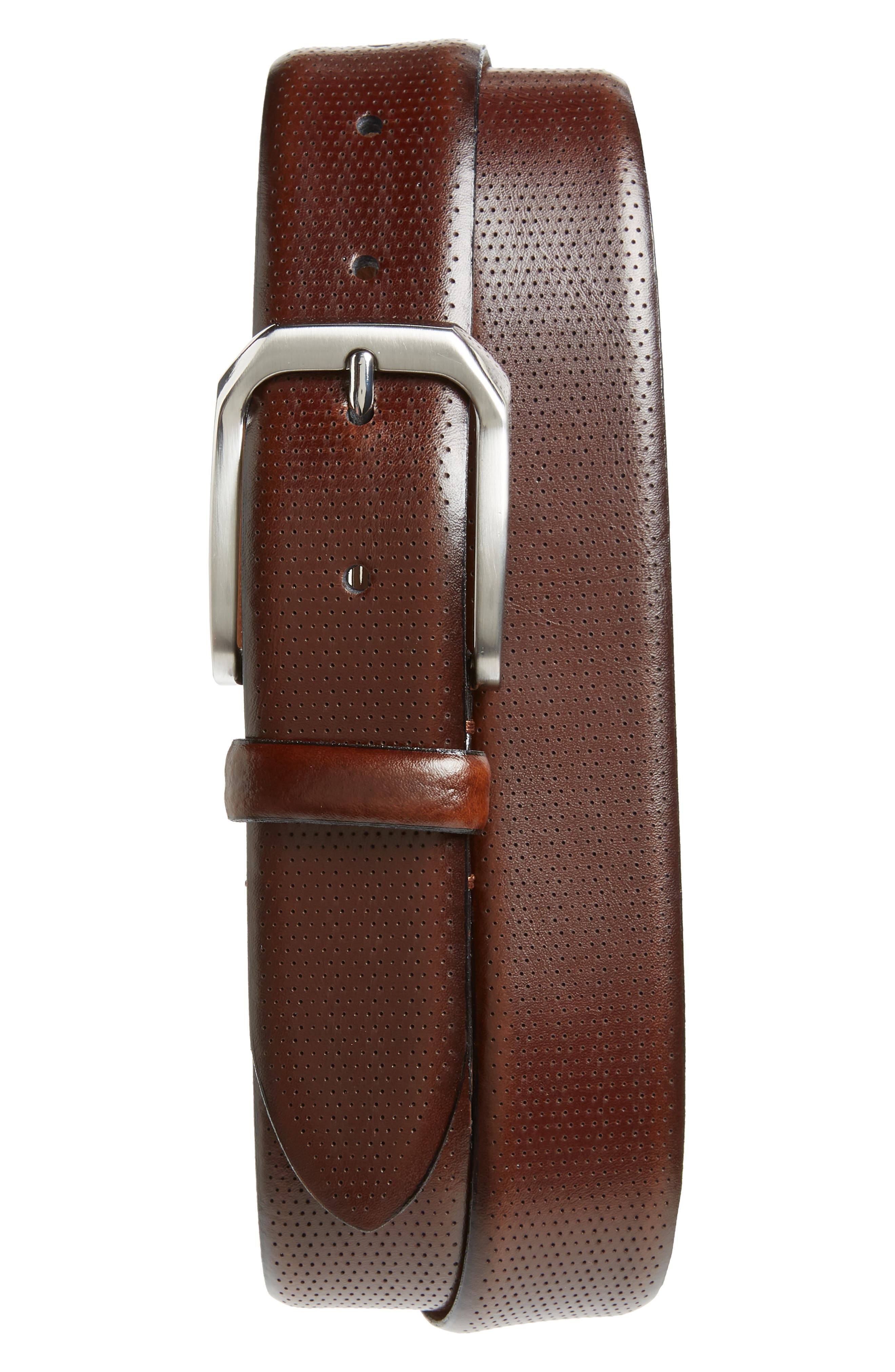 Johnston & Murphy Calfskin Belt, Burgundy