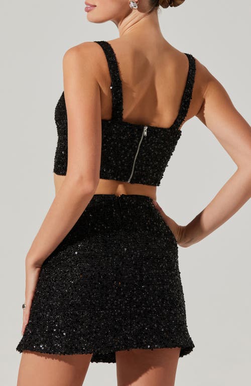 Shop Astr The Label Suiren Sequin Crop Top In Black