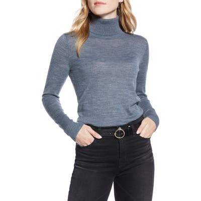 1901 Turtleneck Merino Wool Blend Sweater, Grey