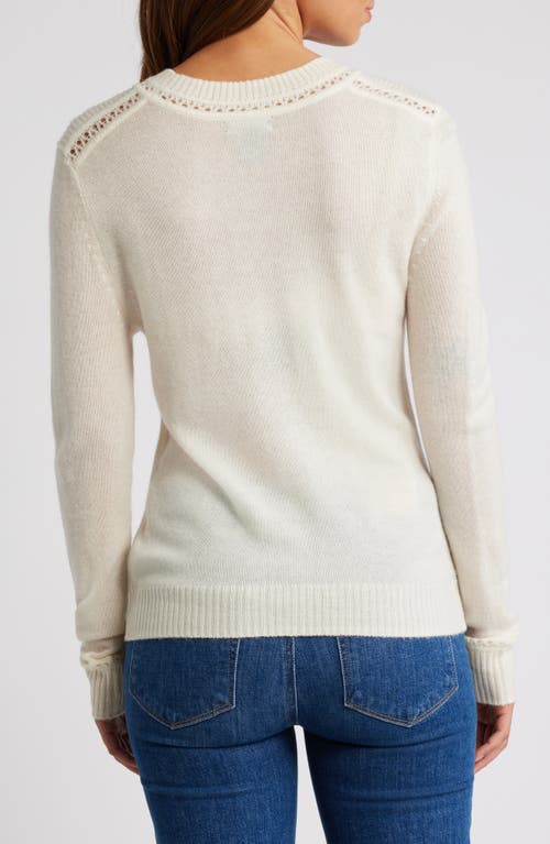 Shop Griffen Open Stitch Trim Wool & Cashmere Sweater In Ivory