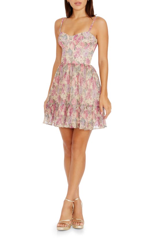 Shop Dress The Population Marlow Fit & Flare Minidress In Fuchsia Multi
