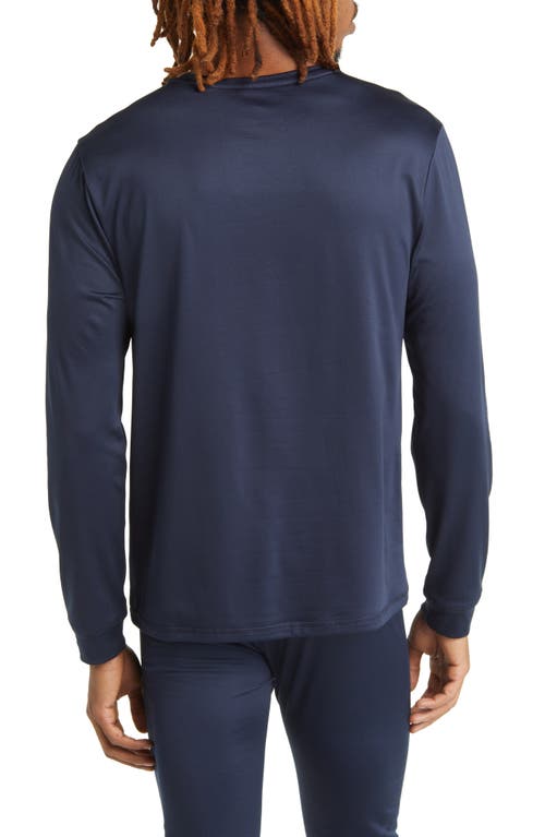 Rainforest Waffle Knit Long Sleeve Henley Pajama Top In Navy