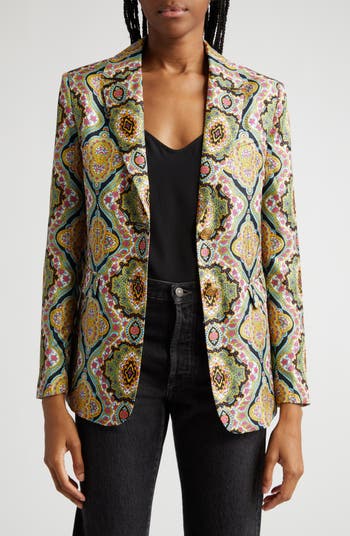 Paisley Print Silk Twill Blazer