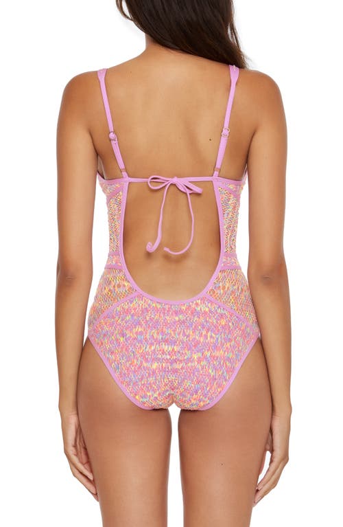 Shop Becca Color Play Mesh One-piece Swimsuit In Orchid