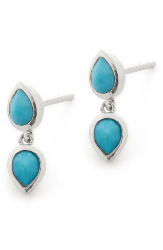 Monica Vinader Double Teardrop Recycled Sterling-silver And Turquoise Stud Earrings In Sterling Silver