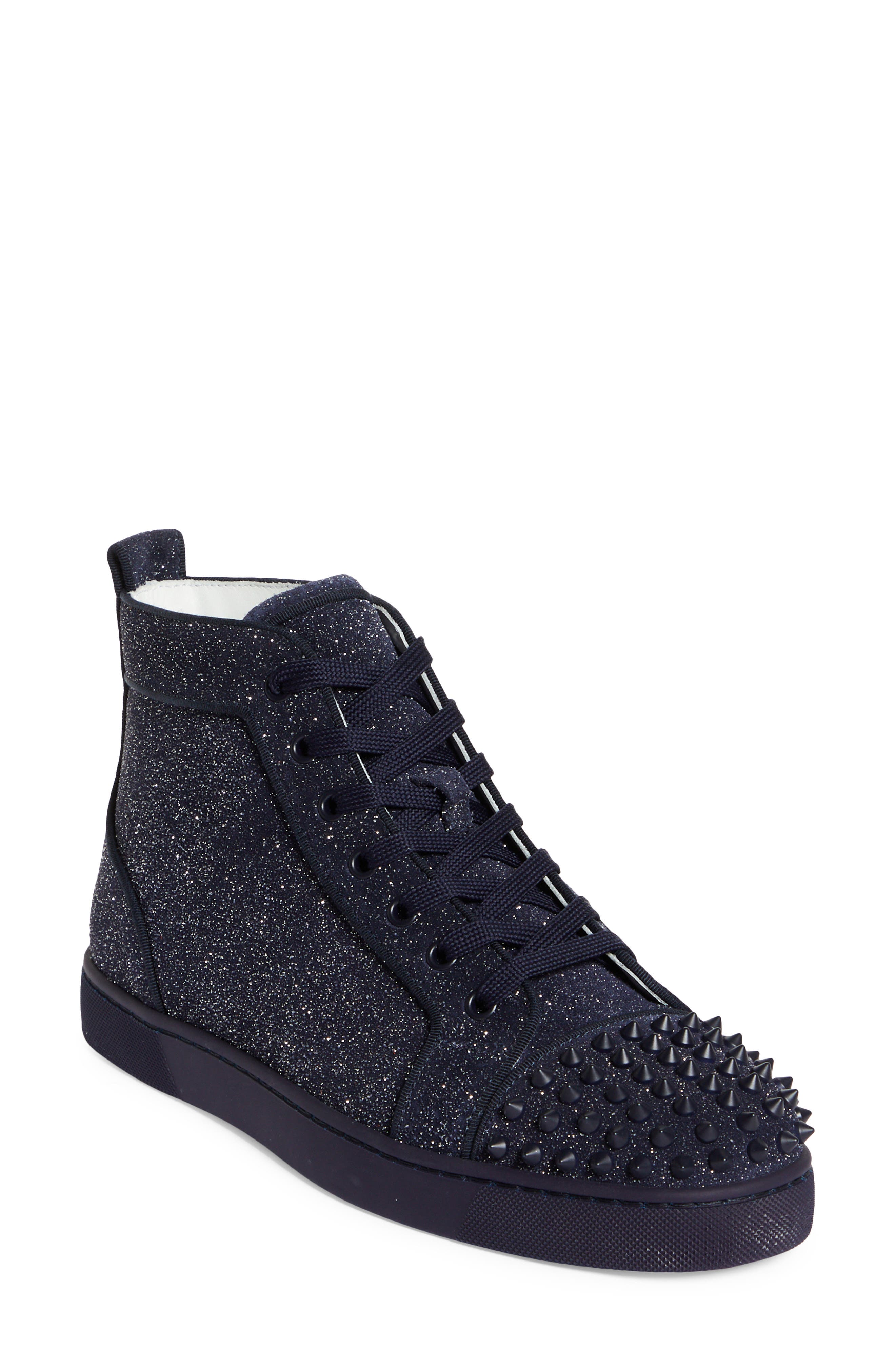 CHRISTIAN LOUBOUTIN Louis Allover Spikes High Top Sneaker Black/black ...