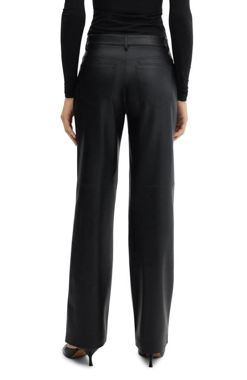 Mango High Waist Straight Leg Faux Leather Pants In Black