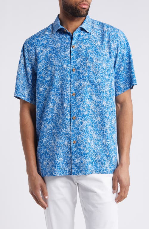 Tommy Bahama High Tide Floral Short Sleeve Silk Button-Up Shirt Indigo Coast at Nordstrom,