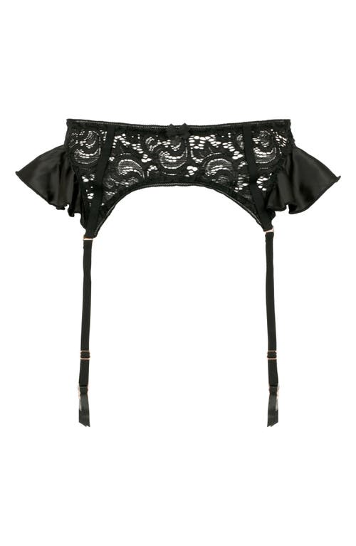 Shop Love, Vera Satin Lace Garter Belt In Black