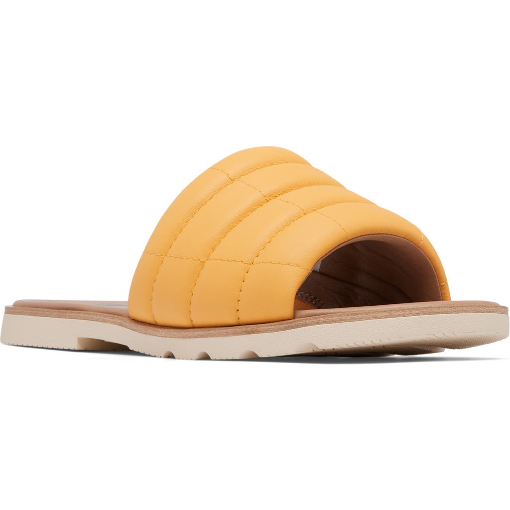 Sorel Ella Iii Quilted Puff Slide Sandal In Yellow