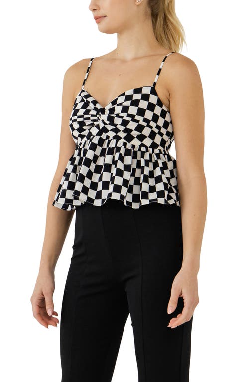 Shop Grey Lab Checker Print Camisole In Black/white