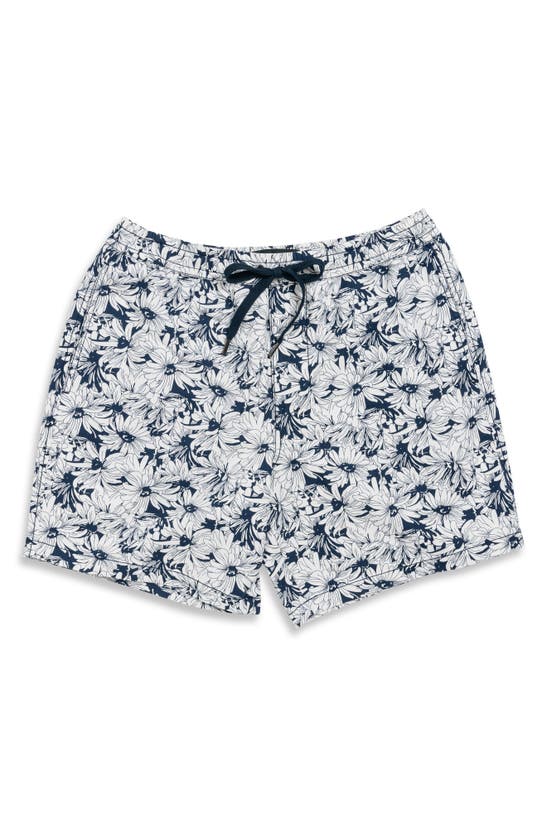 Shop Rodd & Gunn Main Beach Floral Stretch Cotton Drawstring Shorts In Lagoon