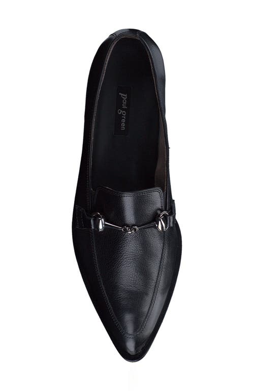 Paul Green Wexler Pointed Toe Bit Loafer In Black Lux Leather