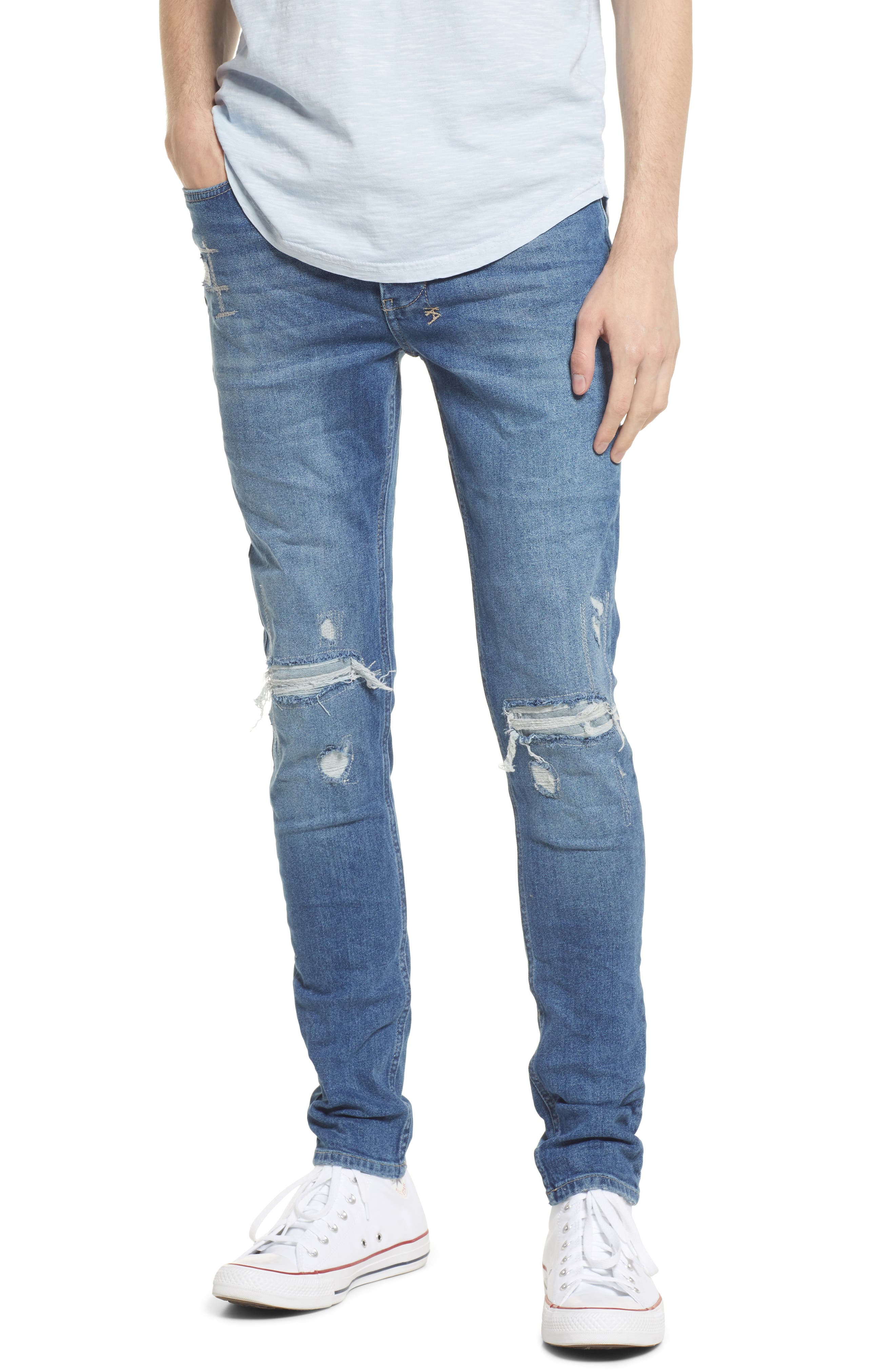 Ksubi Van Winkle Ol Town Trashed Skinny Jeans in Denim at Nordstrom, Size 28