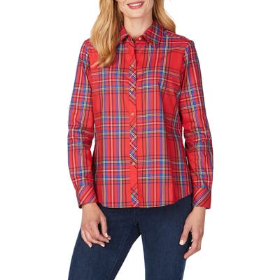 Petite Foxcroft Diane Emerson Tartan Shirt, Red
