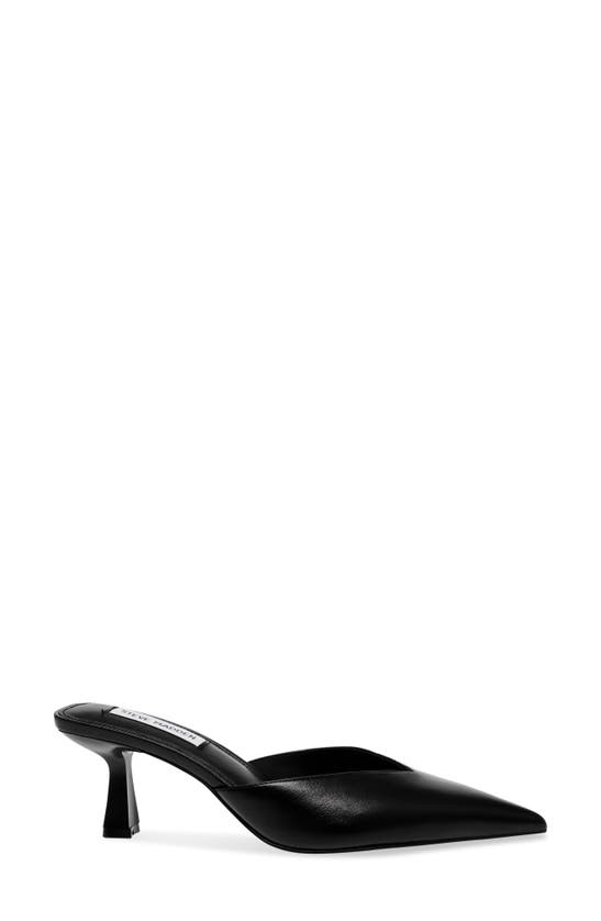 Shop Steve Madden Mod Pointed Toe Mule Pump In Black Leather