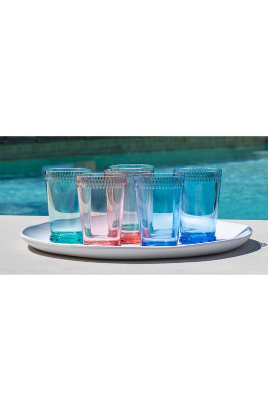Tarhong Tritan Scallop Set Of 6 Tumblers In Blue Multi