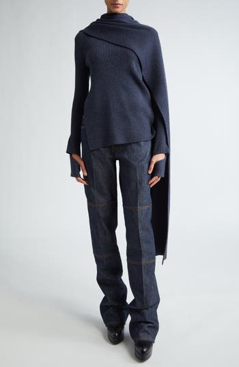 Draped Rib Merino Wool Sweater
