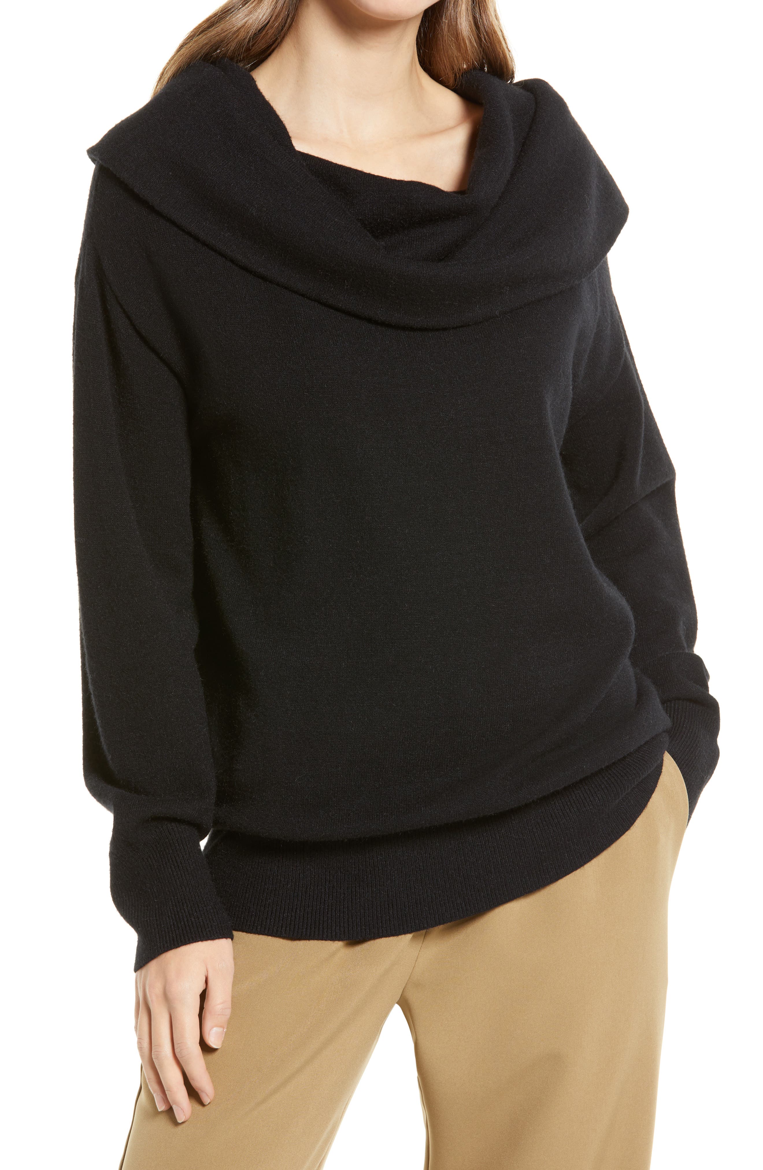 cowl neck athletic sweatshirt