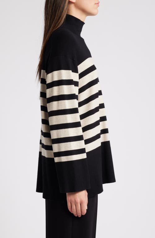 Shop Masai Copenhagen Fasoni Stripe Mock Neck Sweater In Black/jet