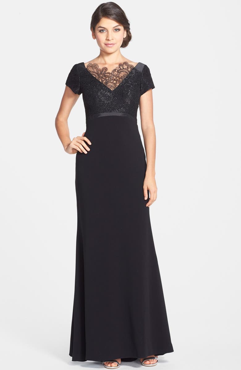 Theia Lace & Crepe Gown | Nordstrom