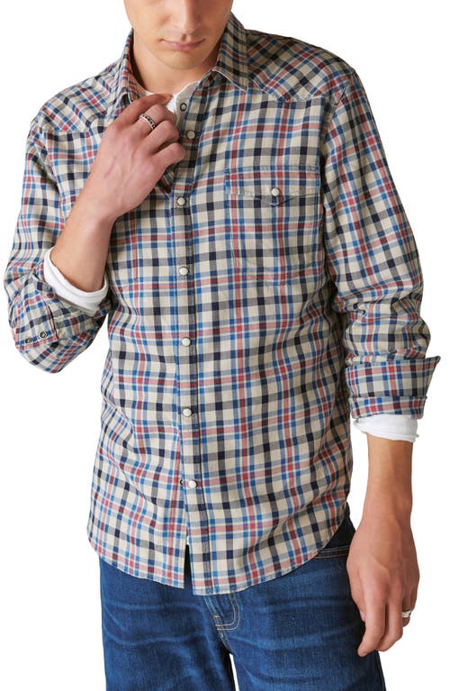 Lucky Brand Plaid Cotton Western Snap-Up Shirt Multi at Nordstrom,