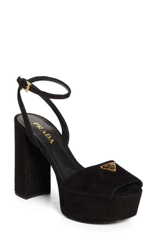 Prada Black Suede Heels In Nero