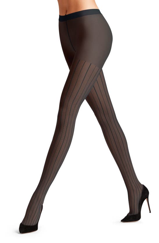 Shop Falke Linear Lounge Tights In Black