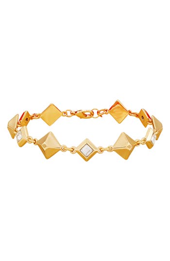 Vince Camuto Crystal Pyramid Line Bracelet In Goldtone