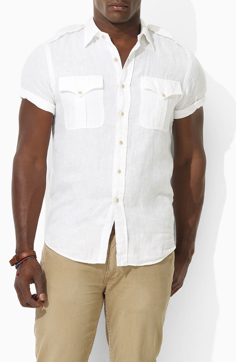 Polo Ralph Lauren 'Custom Fit' Military Inspired Linen Shirt | Nordstrom