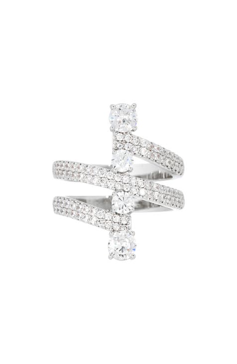 Stacked Pavé Cubic Zirconia Wrap Ring