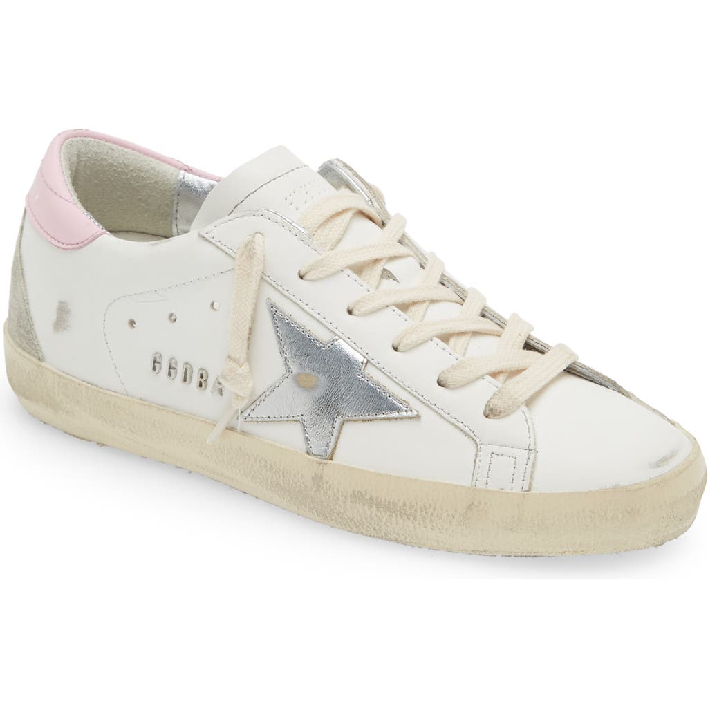 Golden Goose Super-star Low Top Sneaker In White/silver/pink
