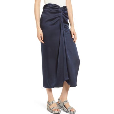 Scotch & Soda Twist Front Midi Skirt, Blue