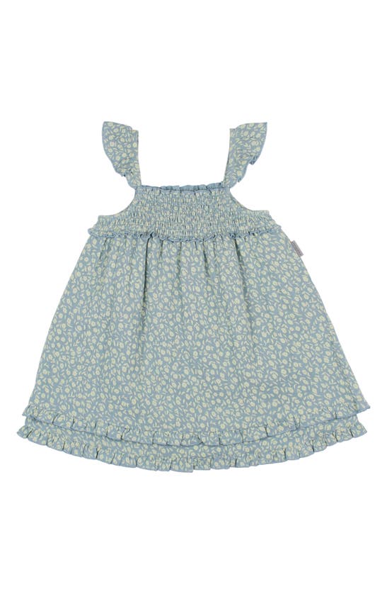 Shop L'ovedbaby Organic Cotton Muslin Dress In Lagoon Floral