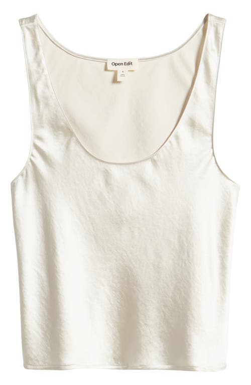 Shop Open Edit Scoop Neck Satin Tank In Ivory Dove