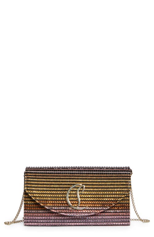 Christian Louboutin Loubi54 Ombré Crystal Embellished Clutch in 6395 Ivory/Multi/Gold at Nordstrom