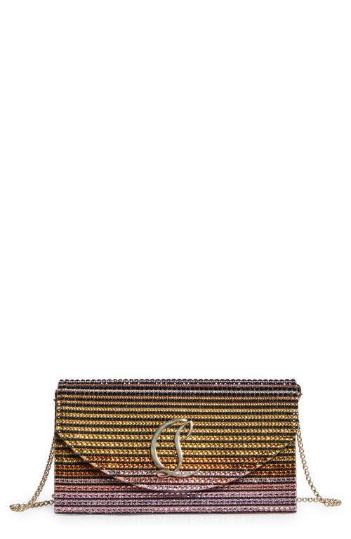 Shop Christian Louboutin Loubi54 Ombré Crystal Embellished Clutch In 6395 Ivory/multi/gold