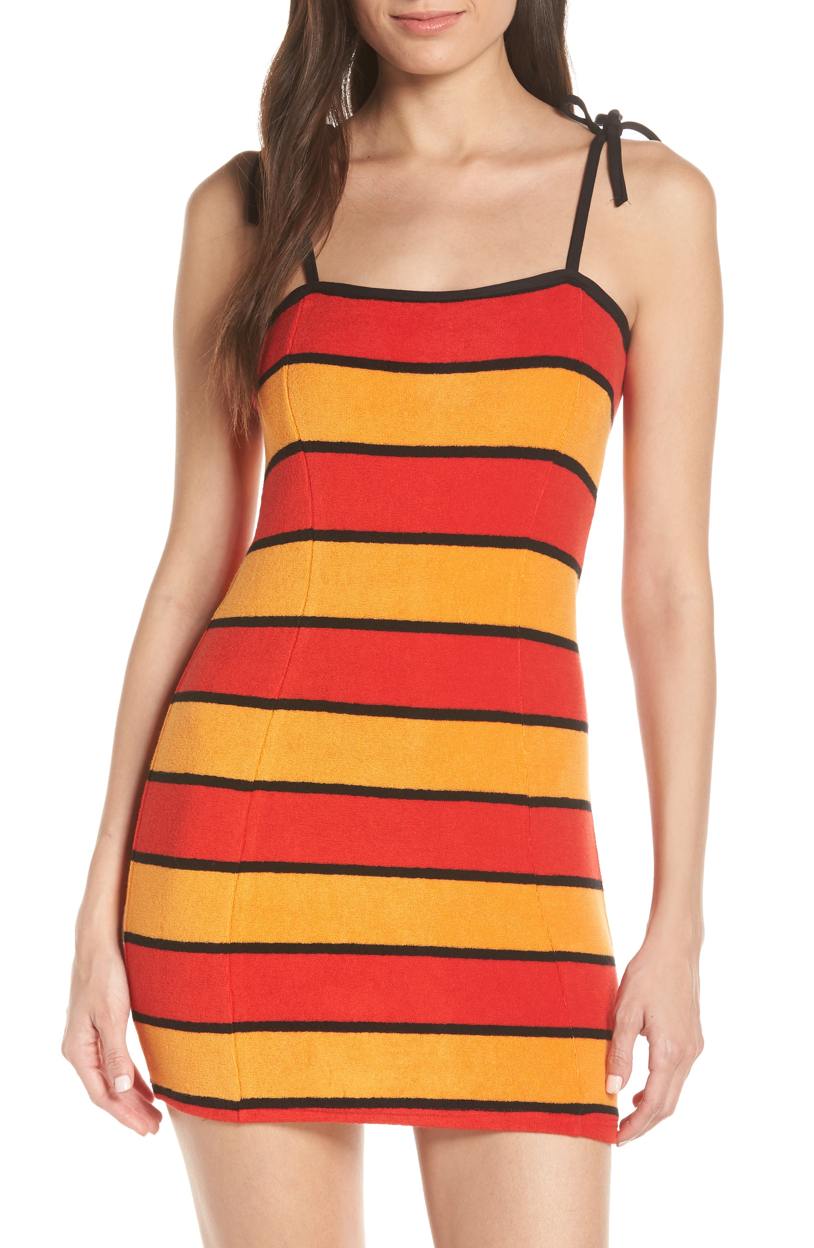Solid & Striped Cover-Up Minidress, Orange
