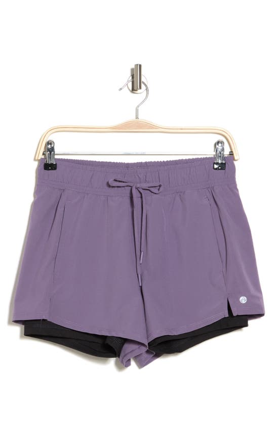 Apana Two-in-one Running Shorts In Lavender Dawn/ Rich Black
