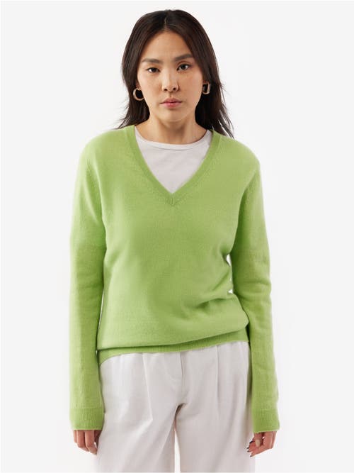 Gobi Cashmere V-neck Sweater In Jade Lime