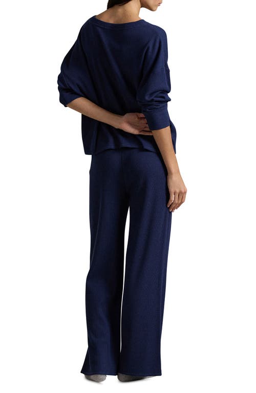 Shop Polo Ralph Lauren Stretch Cotton Blend Thermal Pajamas In Navy