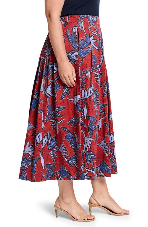 Shop Nic + Zoe Nic+zoe Autumn Leaves Pleated Skirt In Red Multi