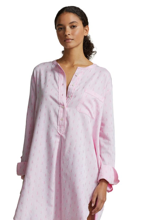 Shop Polo Ralph Lauren Logo Long Nightshirt In Prism Pink