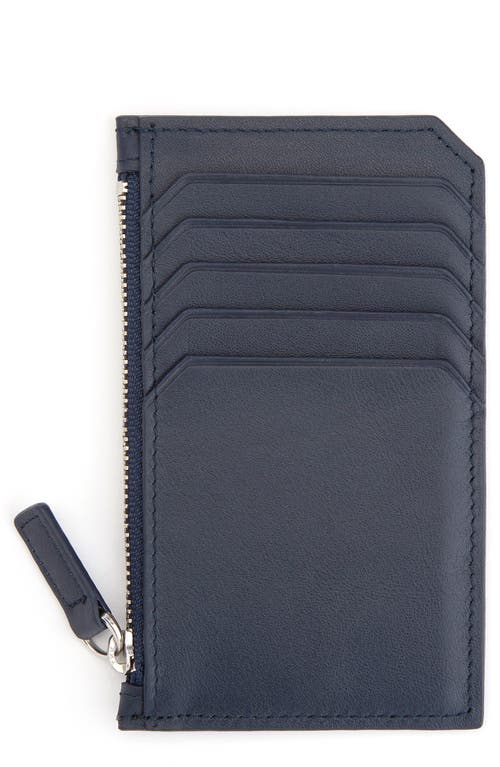 ROYCE New York Zip Leather Card Case in Navy Blue at Nordstrom