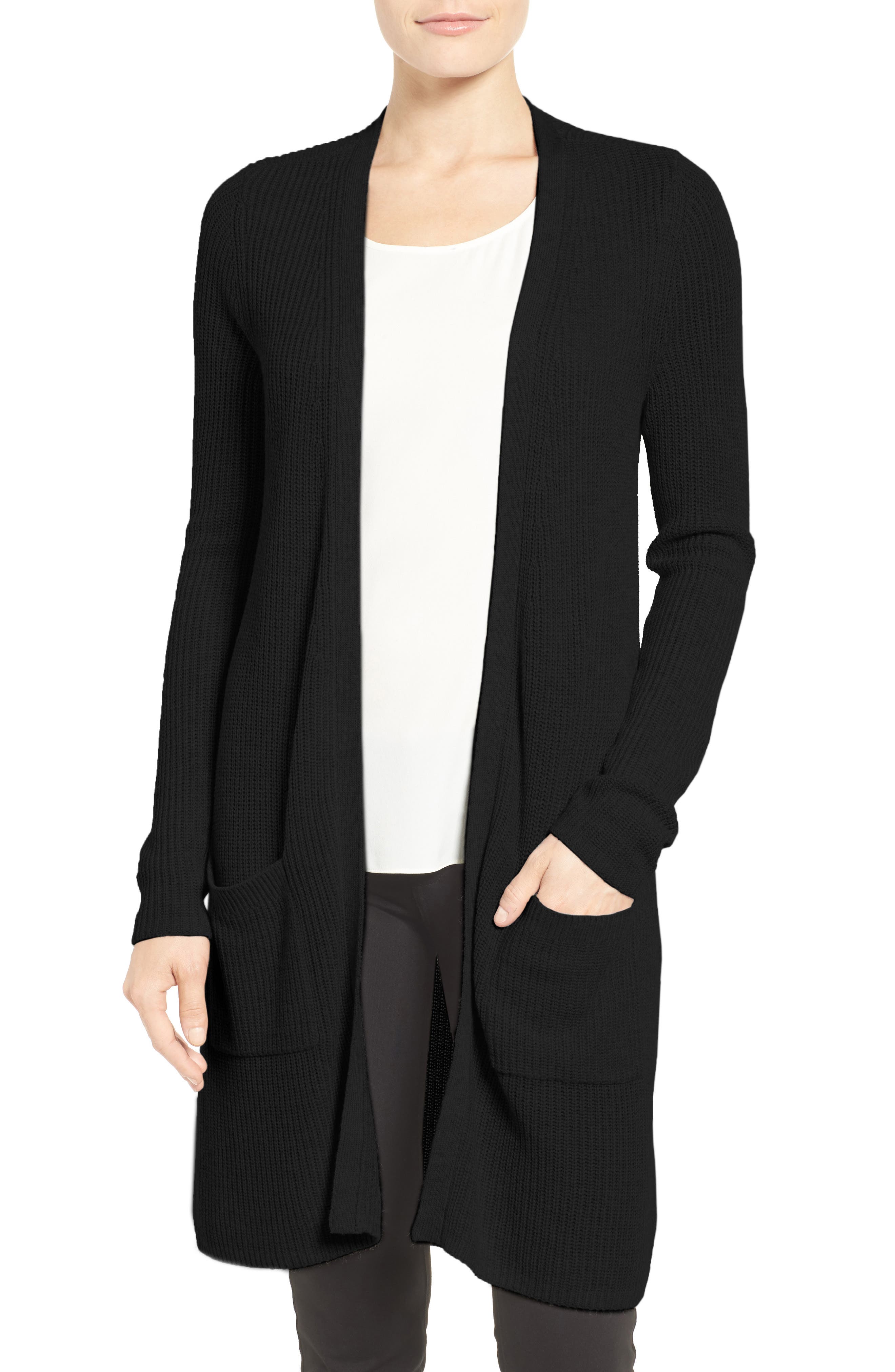 Halogen® Long Ribbed Cardigan (Regular & Petite) Nordstrom