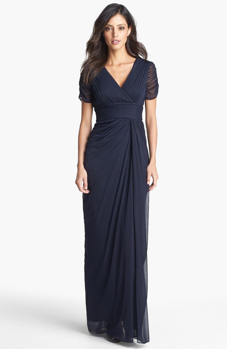 Adrianna Papell Draped Mesh Gown | Nordstrom