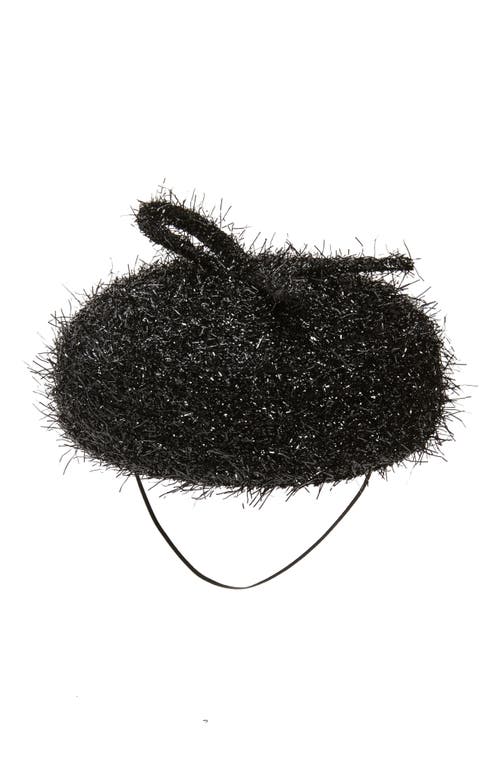 Mini Percher Pillbox Hat in Black Sparkle