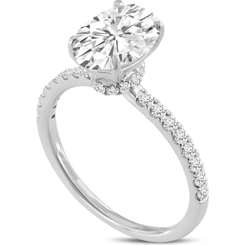 Luvmyjewelry Adriana 14k White Gold Oval Lab Grown Diamond Hidden Halo Engagement Ring In 14k White Gold